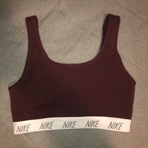 Maroon Nike sports bra